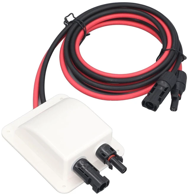 Main image of Solar Cable Entry Gland Box, IP67 Waterproof Dual Port Roof Cable Pass Through for RV Boat ABS Housing with 10AWG Tinned Copper 2m Wire Prewired 1 Pack