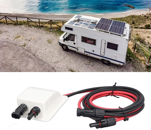 Alt view image 3 of 7 - Solar Cable Entry Gland Box, IP67 Waterproof Dual Port Roof Cable Pass Through for RV Boat ABS Housing with 10AWG Tinned Copper 2m Wire Prewired 1 Pack