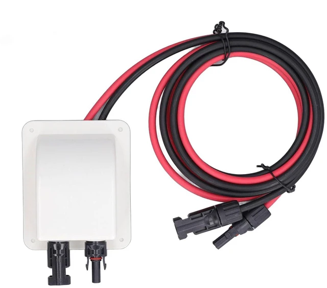 Alt view image 5 of 7 - Solar Cable Entry Gland Box, IP67 Waterproof Dual Port Roof Cable Pass Through for RV Boat ABS Housing with 10AWG Tinned Copper 2m Wire Prewired 1 Pack