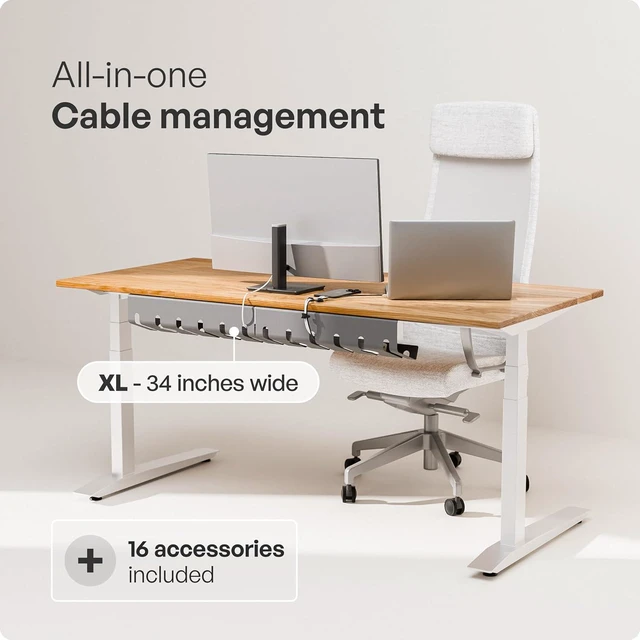 Alt view image 2 of 7 - PAMO Cable Management Under Desk for Easy mounting Under-Table I Set of 2 - with 10X Cable Ties I Desk Organizer for Office/Home Office Table Thoughtful Cable Tray Holder