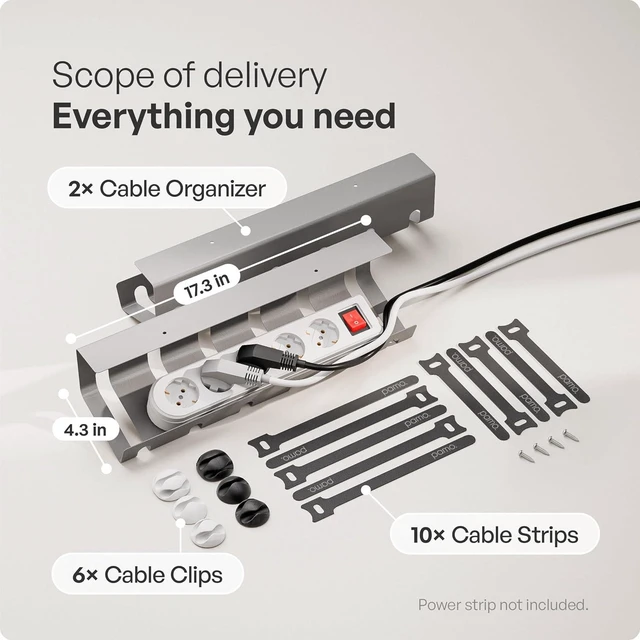 Alt view image 3 of 7 - PAMO Cable Management Under Desk for Easy mounting Under-Table I Set of 2 - with 10X Cable Ties I Desk Organizer for Office/Home Office Table Thoughtful Cable Tray Holder