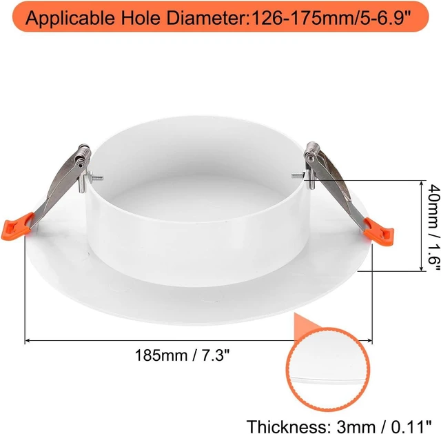 Alt view image 2 of 6 - 7.3-Inch Spring Mount Ceiling Cover Plates, Recessed Light Trim Wall, Downlight Hole Cap Decorative Panel with Buckle Fit 5-6.9inch Round Hole Ceiling Openings, White 3 Pack