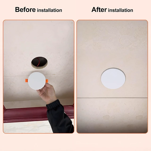 Alt view image 4 of 6 - 7.3-Inch Spring Mount Ceiling Cover Plates, Recessed Light Trim Wall, Downlight Hole Cap Decorative Panel with Buckle Fit 5-6.9inch Round Hole Ceiling Openings, White 3 Pack