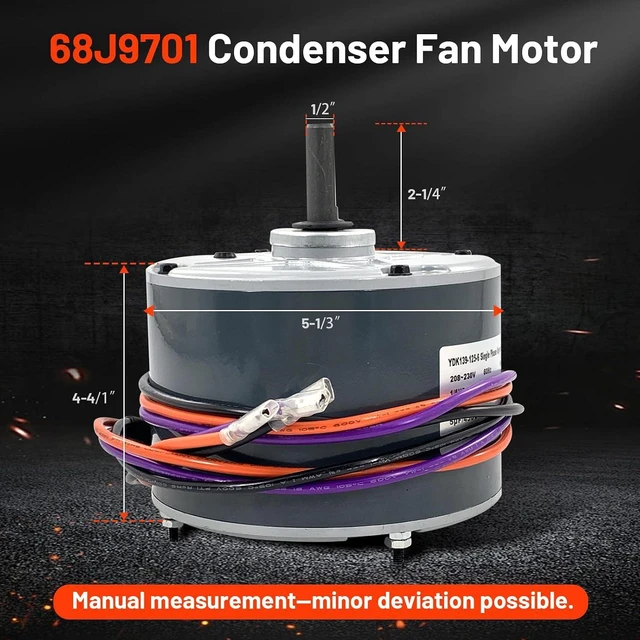 Alt view image 5 of 6 - 68J97 Condenser Fan Motor Compatible with Lennox 10ACB24-10 10ACB30-10 10ACB18-10 10ACB36-10 10ACB48-10 Emerson K55HXDFM-6844 1/6 HP 1075RPM 208-230V 60HZ