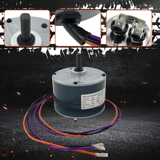 Alt view image 4 of 6 - 68J97 Condenser Fan Motor Compatible with Lennox 10ACB24-10 10ACB30-10 10ACB18-10 10ACB36-10 10ACB48-10 Emerson K55HXDFM-6844 1/6 HP 1075RPM 208-230V 60HZ