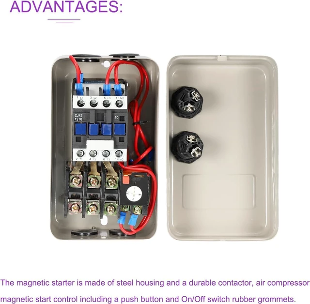 Alt view image 4 of 5 - DMiotech 220V 240V 5.5KW Magnetic Electric Motor Starter Control Three Phase Single Phase Volt Industrial Switches for Air Compressors