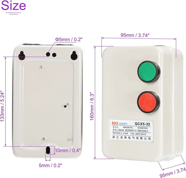 Alt view image 3 of 5 - DMiotech 220V 240V 5.5KW Magnetic Electric Motor Starter Control Three Phase Single Phase Volt Industrial Switches for Air Compressors