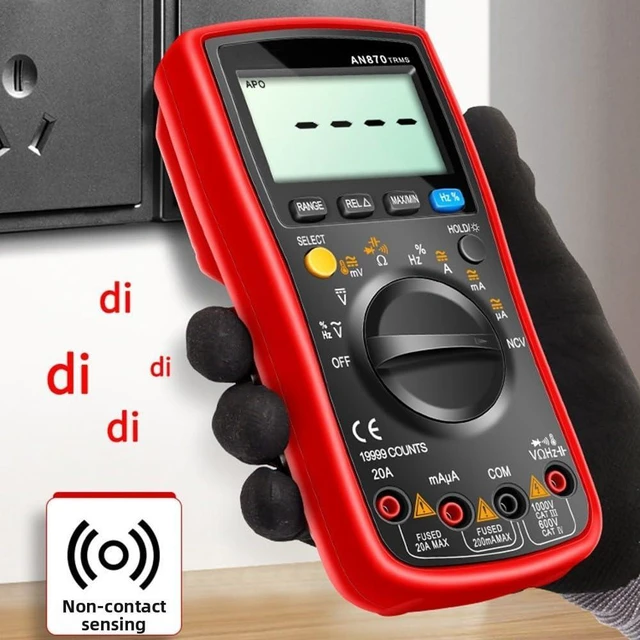 Alt view image 3 of 7 - AN870 Digital Multimeter With NCV Detection, True RMS AC DC Voltage Tester, Backlit Display For Dark Areas, Silicone Protective Cover, Electrical Repair Tool(green)