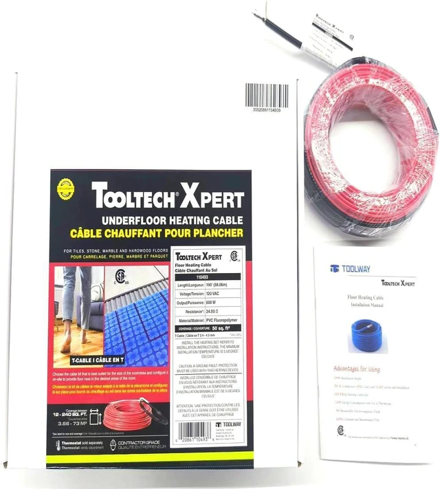 Alt view image 3 of 7 - Floor Heating Cable, 120V - 190 feet (58.06m), 600W