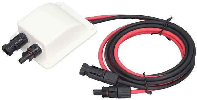 Alt view image 2 of 7 - Solar Cable Entry Gland Box, IP67 Waterproof Dual Port Roof Cable Pass Through for RV Boat ABS Housing with 10AWG Tinned Copper 2m Wire Prewired 1 Pack