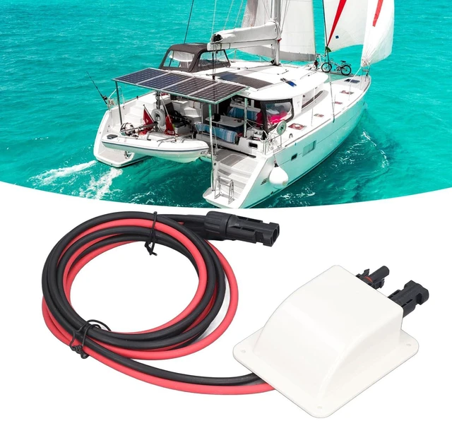 Alt view image 7 of 7 - Solar Cable Entry Gland Box, IP67 Waterproof Dual Port Roof Cable Pass Through for RV Boat ABS Housing with 10AWG Tinned Copper 2m Wire Prewired 1 Pack