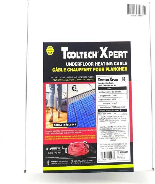Alt view image 4 of 7 - Floor Heating Cable, 120V - 190 feet (58.06m), 600W