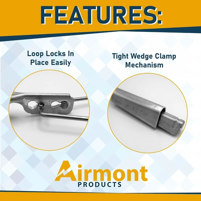 Alt view image 5 of 5 - (2 Pack) Airmont Products, Aluminum Wedge Clamp, ACSR Range 4-1/0, Stainless Steel Ball Handle, Service Drop Cable Clamp, Tighten Sagging Cables, Aluminum Wedge and Shell, Reduce Strain on Conductors