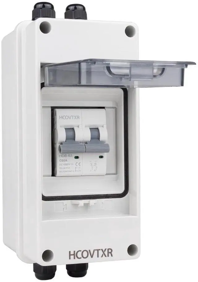 Main image of 50 Amp Disconnect Box with Breaker,Solar Panel Disconnect Switch 1000 VDC,IP65 Breaker Box for Solar PV Homes