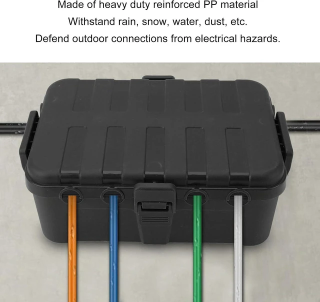 Alt view image 4 of 7 - Cord Connection Box, IP54 Waterproof Weatherproof Electrical Box, Large Capacity Square Outdoor Electrical Case with 10 Cable Ties for Plug, Socket, Timer, Power Strip (Black)