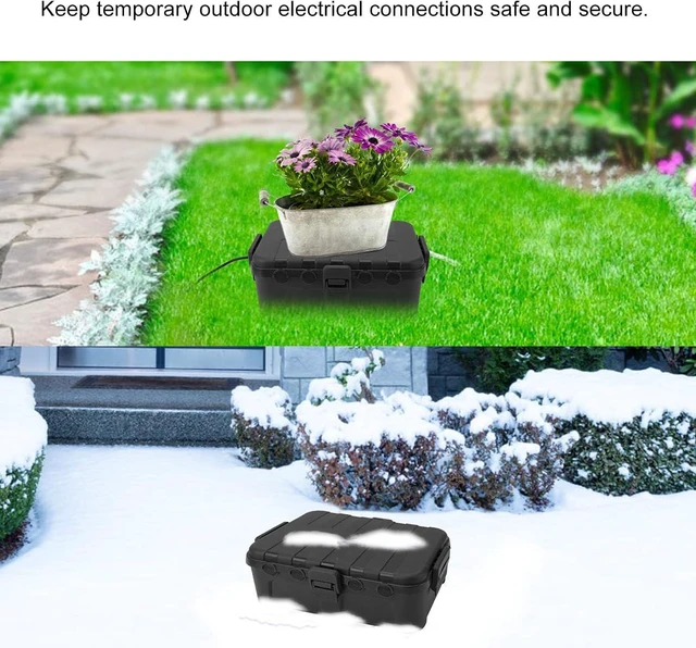 Alt view image 6 of 7 - Cord Connection Box, IP54 Waterproof Weatherproof Electrical Box, Large Capacity Square Outdoor Electrical Case with 10 Cable Ties for Plug, Socket, Timer, Power Strip (Black)