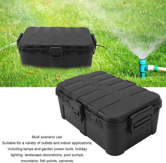 Alt view image 5 of 7 - Cord Connection Box, IP54 Waterproof Weatherproof Electrical Box, Large Capacity Square Outdoor Electrical Case with 10 Cable Ties for Plug, Socket, Timer, Power Strip (Black)