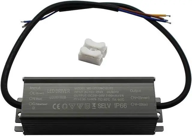 Main image of Aluminium IP66 70W LED Driver 2100mA (Constant Current Output) / DC 26-36V (Voltage Output) / AC 100-265V (input votage) Waterproof Power Supply Lighting Transformer Drivers Ballast