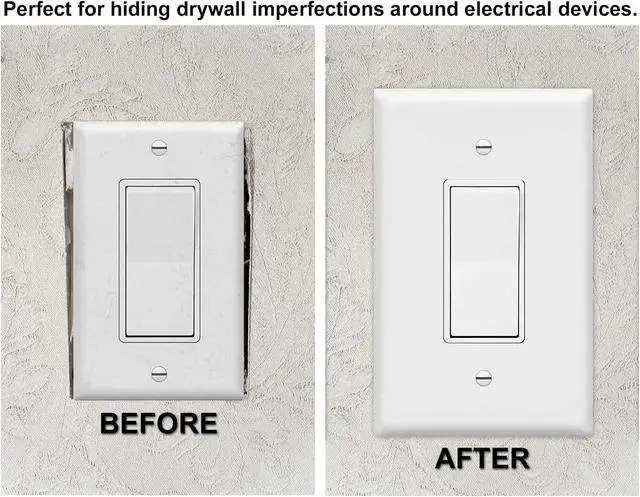 Alt view image 3 of 7 - OVERSIZED 1 Gang Decora - Rocker Wall Plate - Metal Wall Plate for Decora Style Light Switches, GFCI, Electrical Plug Outlets, Steel Painted White, (MADE IN USA) 5.5 x 3.5 Inches - 10 Pack