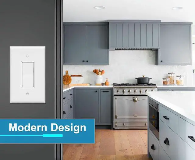 Alt view image 5 of 7 - OVERSIZED 1 Gang Decora - Rocker Wall Plate - Metal Wall Plate for Decora Style Light Switches, GFCI, Electrical Plug Outlets, Steel Painted White, (MADE IN USA) 5.5 x 3.5 Inches - 10 Pack