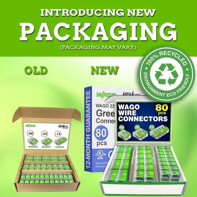 Alt view image 6 of 7 - WAGO 221 Series Green Range 80pc Compact Splicing Wire Connectors | Includes (40x 221-422) (25x 221-423) (15x 221-425) | WAGO Green Connectors | 221 Lever Nuts Electrical | (2-Port) (3-Port) (5-Port)