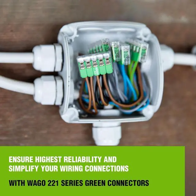 Alt view image 7 of 7 - WAGO 221 Series Green Range 80pc Compact Splicing Wire Connectors | Includes (40x 221-422) (25x 221-423) (15x 221-425) | WAGO Green Connectors | 221 Lever Nuts Electrical | (2-Port) (3-Port) (5-Port)