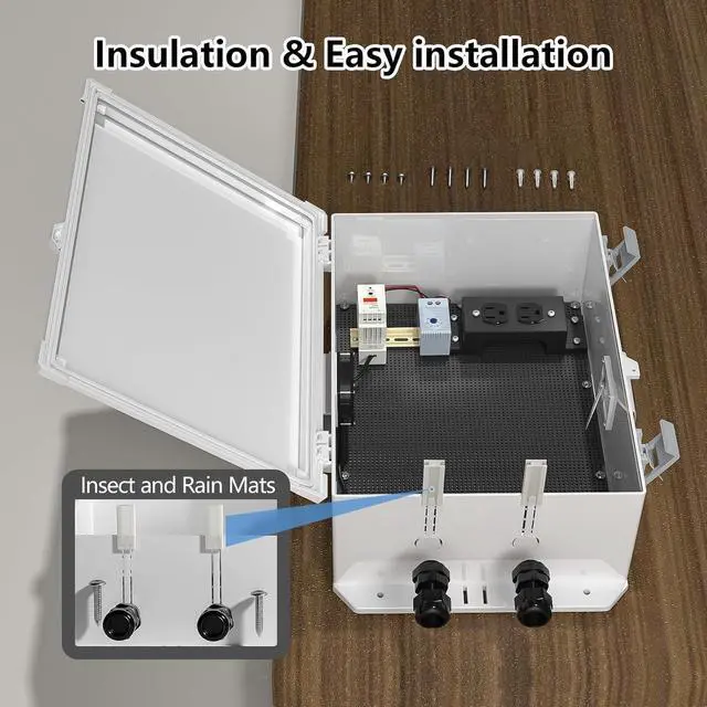 Alt view image 6 of 6 - ABS Electrical Enclosure Box with Power Outlet & Thermostat, Ventilated Design for Heat Dissipation, Indoor & Outdoor Use (18.3" H* 12.7" L* 6.5" W)