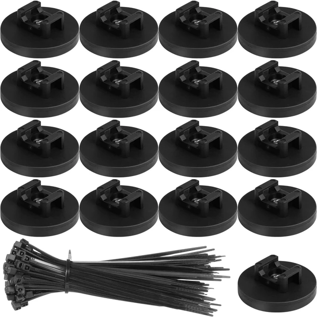 Alt view image 2 of 6 - Magnetic Cable Zip Tie Mounts, 20 Pcs Magnets with 100 Pcs Cable Zip Ties, Multipurpose Magnetic Cable Holder for Cable Management, Wire Management Bases, Wire Cable Clips