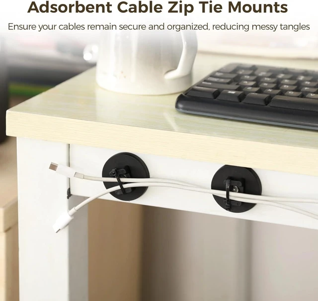 Alt view image 3 of 6 - Magnetic Cable Zip Tie Mounts, 20 Pcs Magnets with 100 Pcs Cable Zip Ties, Multipurpose Magnetic Cable Holder for Cable Management, Wire Management Bases, Wire Cable Clips