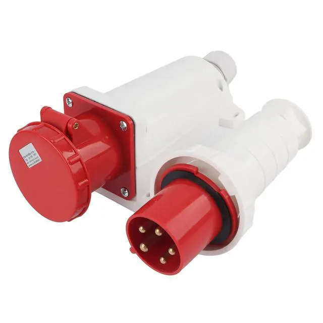 Alt view image 4 of 7 - POCREATION Industrial Waterproof 3P+N+E 5-Pin Power Socket Connector, 380-415V 63A Heavy-Duty Plug for 616mm² Cable, IP67 Rated Electrical Outlet