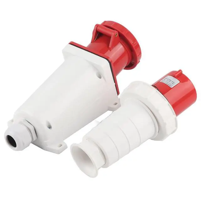 Alt view image 7 of 7 - POCREATION Industrial Waterproof 3P+N+E 5-Pin Power Socket Connector, 380-415V 63A Heavy-Duty Plug for 616mm² Cable, IP67 Rated Electrical Outlet