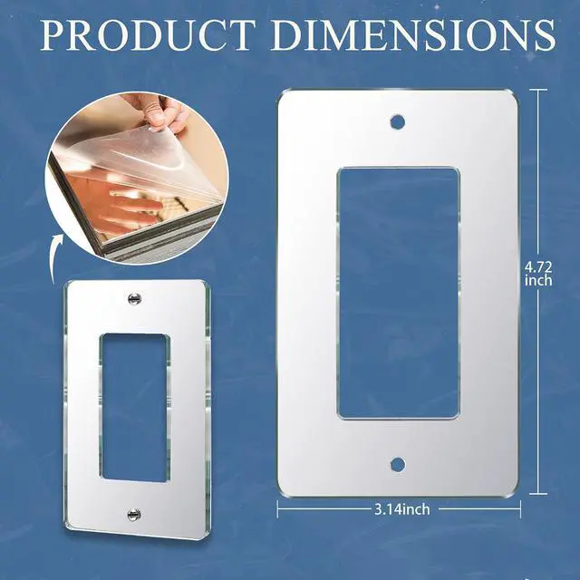 Alt view image 2 of 6 - 10PC Mirror Light Switch Plates Single Rocker 4.72" X 2.91" Switch Light Cover Durable Wall Plates Decorative Outlet Covers Acrylic MirroredSingle Rocker