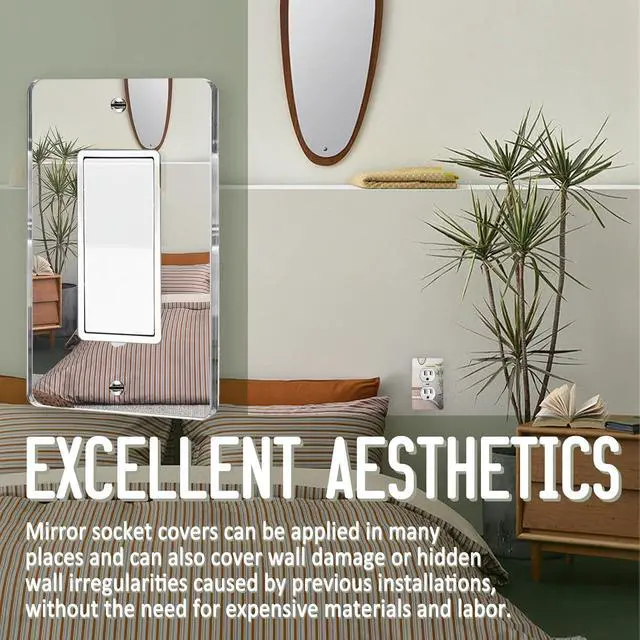 Alt view image 5 of 6 - 10PC Mirror Light Switch Plates Single Rocker 4.72" X 2.91" Switch Light Cover Durable Wall Plates Decorative Outlet Covers Acrylic MirroredSingle Rocker