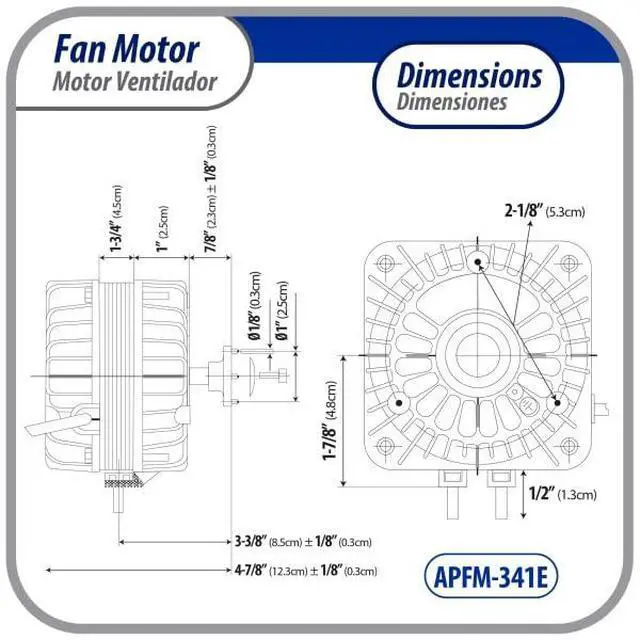 Alt view image 2 of 7 - Appli Parts APFM-341E 34W Refrigeration Condenser and Evaporator Motor 115V 60Hz 1.5A 1450rpm Includes Base and 12in Aluminum Fan Blade CCW Shaft end Universal fit
