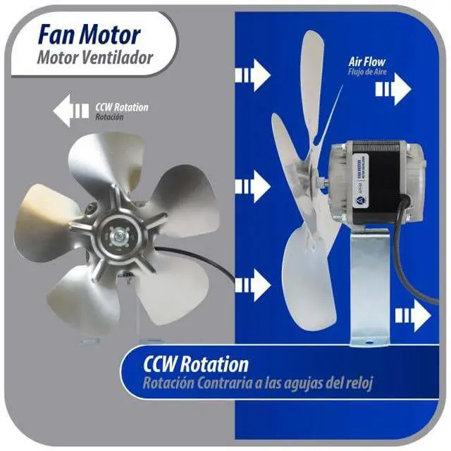 Alt view image 5 of 7 - Appli Parts APFM-341E 34W Refrigeration Condenser and Evaporator Motor 115V 60Hz 1.5A 1450rpm Includes Base and 12in Aluminum Fan Blade CCW Shaft end Universal fit