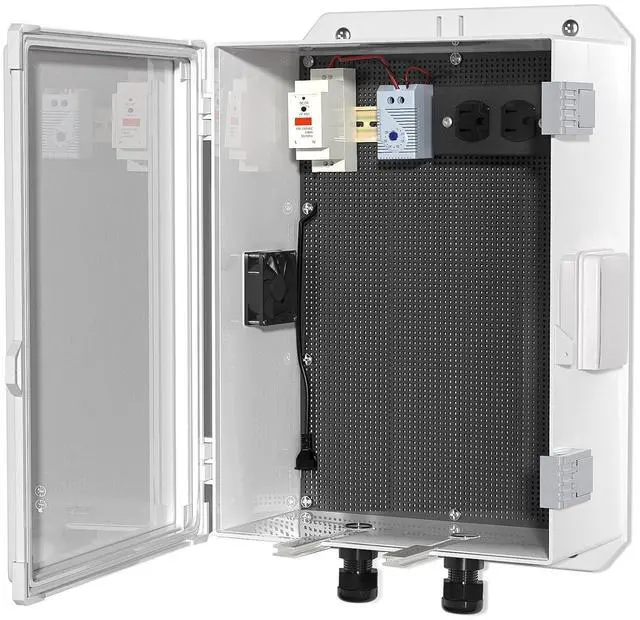Main image of ABS Electrical Enclosure Box with Power Outlet & Thermostat, Ventilated Design for Heat Dissipation, Indoor & Outdoor Use (18.3" H* 12.7" L* 6.5" W)
