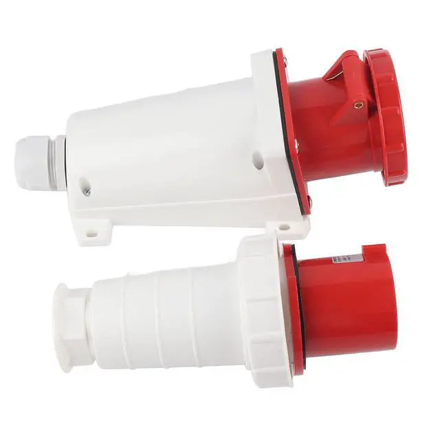 Alt view image 6 of 7 - POCREATION Industrial Waterproof 3P+N+E 5-Pin Power Socket Connector, 380-415V 63A Heavy-Duty Plug for 616mm² Cable, IP67 Rated Electrical Outlet