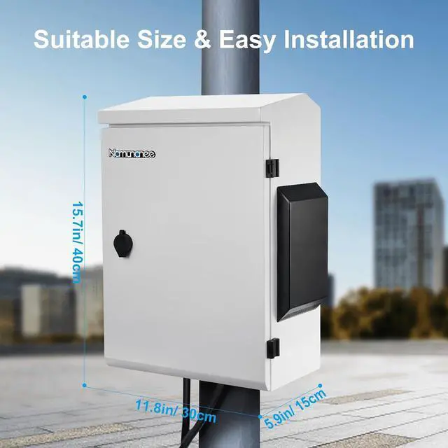 Alt view image 6 of 7 - Outdoor Electrical Box, Cold-Rolled Steel Plate, Aluminum Alloy Back Beam, One-Piece Ventilation Design, IP65 Waterproof, Wall/Pole Mounted (15.7" x 11.8" x 5.9")