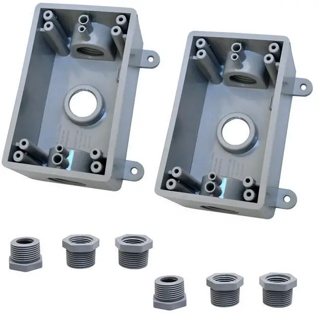 Alt view image 6 of 6 - Single-Gang Electrical Box, Suitable 1/2-Inch or 3/4-Inch Electrical Conduit Weatherproof Outdoor Switch/Outlet Box, UL ListedPlastic Junction Box Outlet2PCS