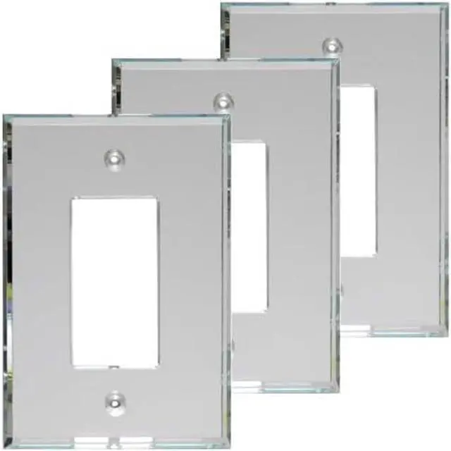 Main image of GlassAlike Single Rocker/(GFI) | Premium 3/16" Thick Acrylic Mirror GFCI/Rocker Wall Plate with Back Frame | Oversized 3-7/16"x 5¼" | Looks Like Glass Mirror Only Better|3 Pack