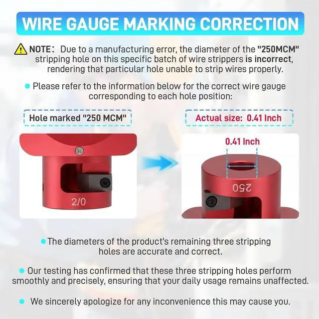 Alt view image 2 of 7 - Large Cable Stripper Compatible with 2/0, 3/0, 4/0, 250 MCM, 4-in-1 Clover Design Heavy-duty Wire Stripper Tool for Insulation Removal with Safety and Speed (RED)