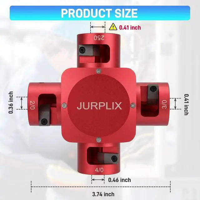 Alt view image 3 of 7 - Large Cable Stripper Compatible with 2/0, 3/0, 4/0, 250 MCM, 4-in-1 Clover Design Heavy-duty Wire Stripper Tool for Insulation Removal with Safety and Speed (RED)