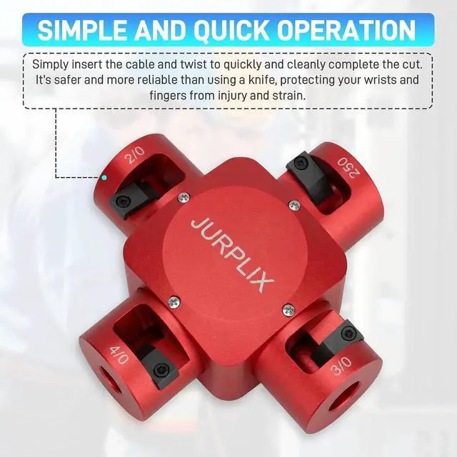 Alt view image 7 of 7 - Large Cable Stripper Compatible with 2/0, 3/0, 4/0, 250 MCM, 4-in-1 Clover Design Heavy-duty Wire Stripper Tool for Insulation Removal with Safety and Speed (RED)