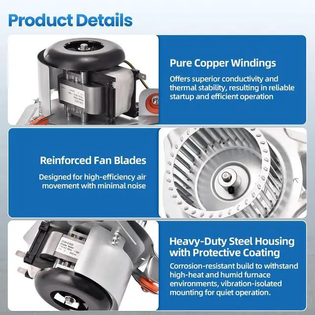 Alt view image 4 of 7 - HC21ZE122A, J238-112-11202 Furnace Draft Inducer Motor Kit Compatible with Carrier, Bryant, Payne, and Day & Night Models 326634-401, 347822-763 Exhaust Venter Motor, with Mounting Bracket