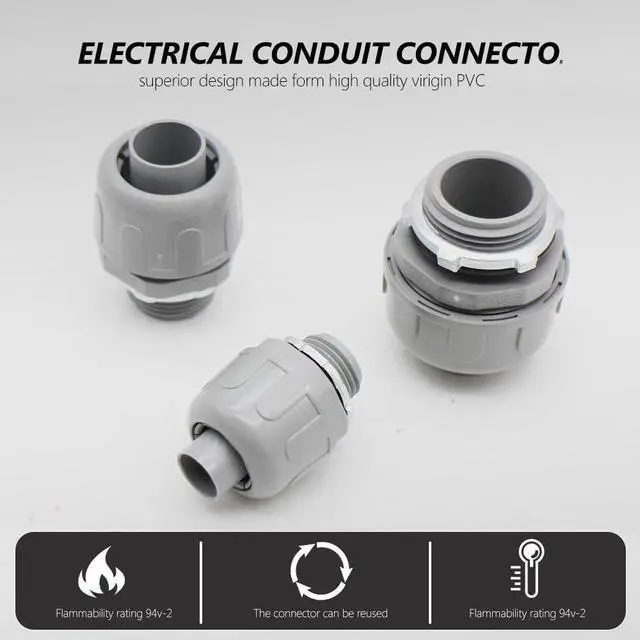 Alt view image 4 of 6 - FNMC-B Liquid Tight Connector 1 Inch UL Listed PVC Flexible Conduit Connector,Electrical Conduit Fittings for Indoor and Outdoor Electrical Conduit Links(1"-10PCS)