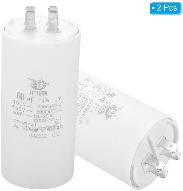 Alt view image 3 of 5 - PATIKIL CBB60 60uf Running Capacitor,2Pcs AC 450V 4 Pins 50/60Hz Double Insert Cylinder Bottom for Air Conditioning,Water Pump,Fan Motor Star 105 x 50mm