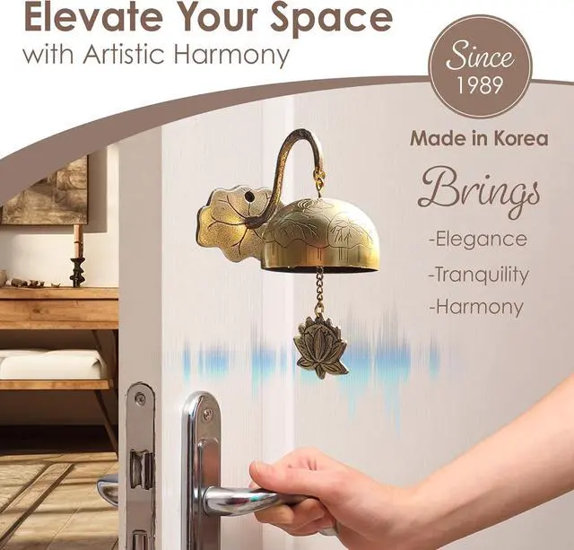 Alt view image 4 of 7 - Solid Brass Shopkeepers Bell for Door Opening Handmade in Korea Bells for Door & Business Entrance Home Decor Housewarming Gift