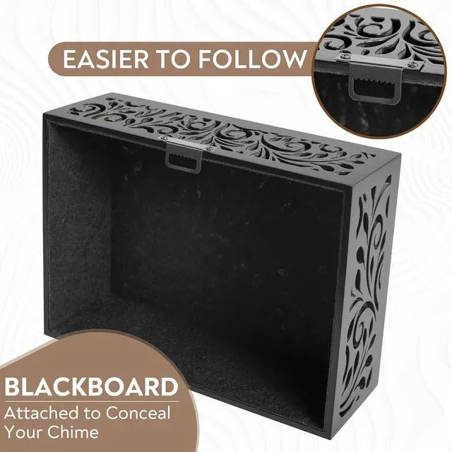 Alt view image 4 of 6 - Black Decorative Doorbell Cover Box, Weather Protection Housing (Floral Scrollwork)