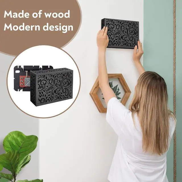 Alt view image 5 of 6 - Black Decorative Doorbell Cover Box, Weather Protection Housing (Floral Scrollwork)