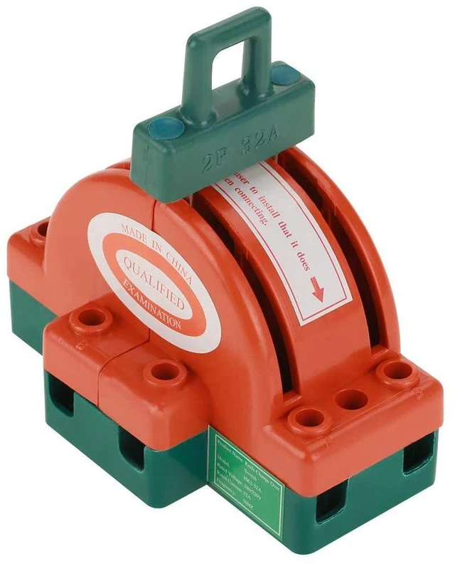 Alt view image 6 of 7 - 2 Way Manual Transfer Switch, 2pcs 32A AC 220V 2 Pole Double Throw Knife Safety Disconnect Switch